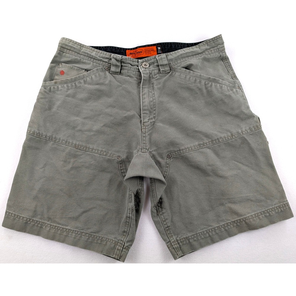 Jesse James Industrial Workwear Mens 36 Green Duck Canvas Double Knee Shorts